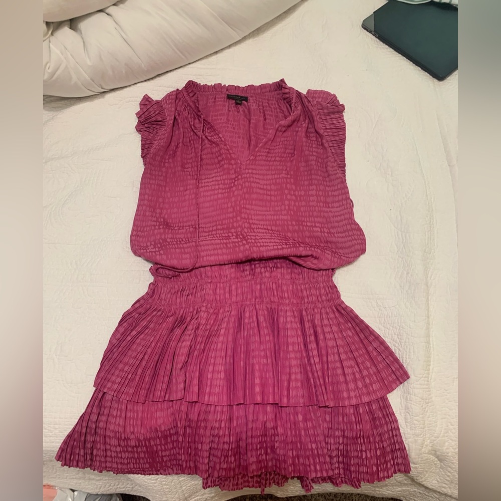 Current Air Los Angeles pink smocked dress
